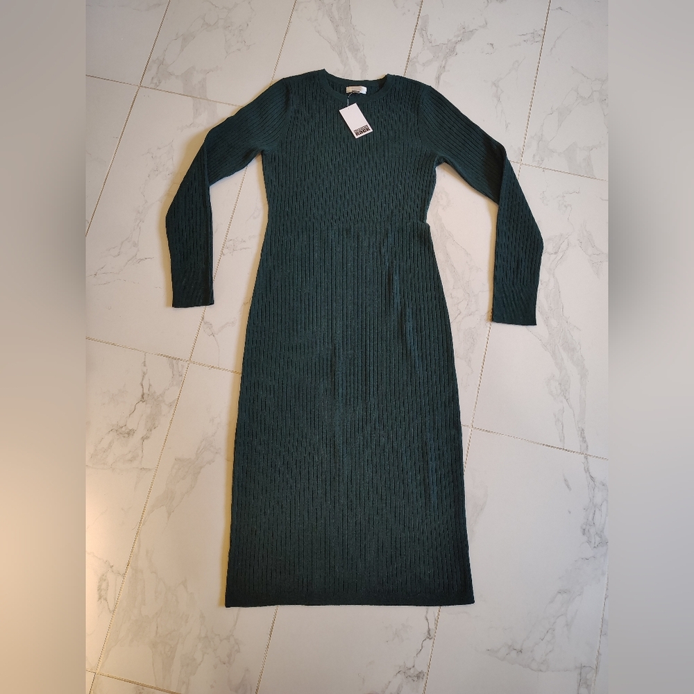 Nordstrom Rack Emerald Ribbed Knit Long Sleeve Dress